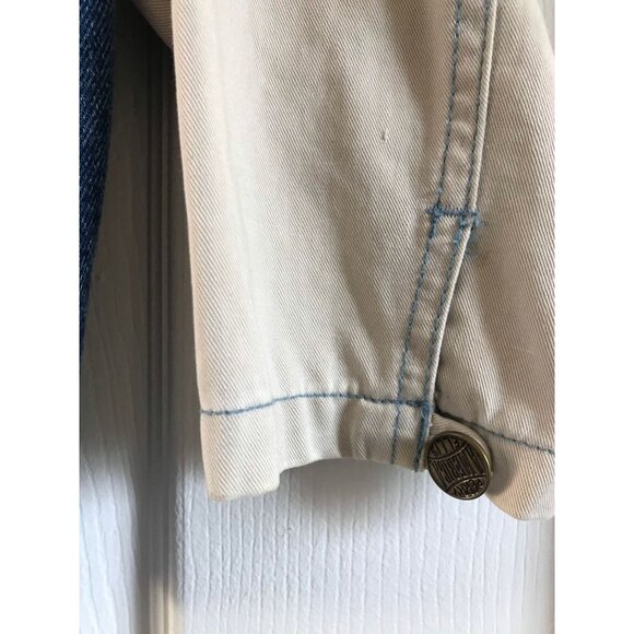 Vtg 1970's Perry Ellis America  Denim Jean Jacket Size S With Neutral Colored Fa - Picture 7 of 9